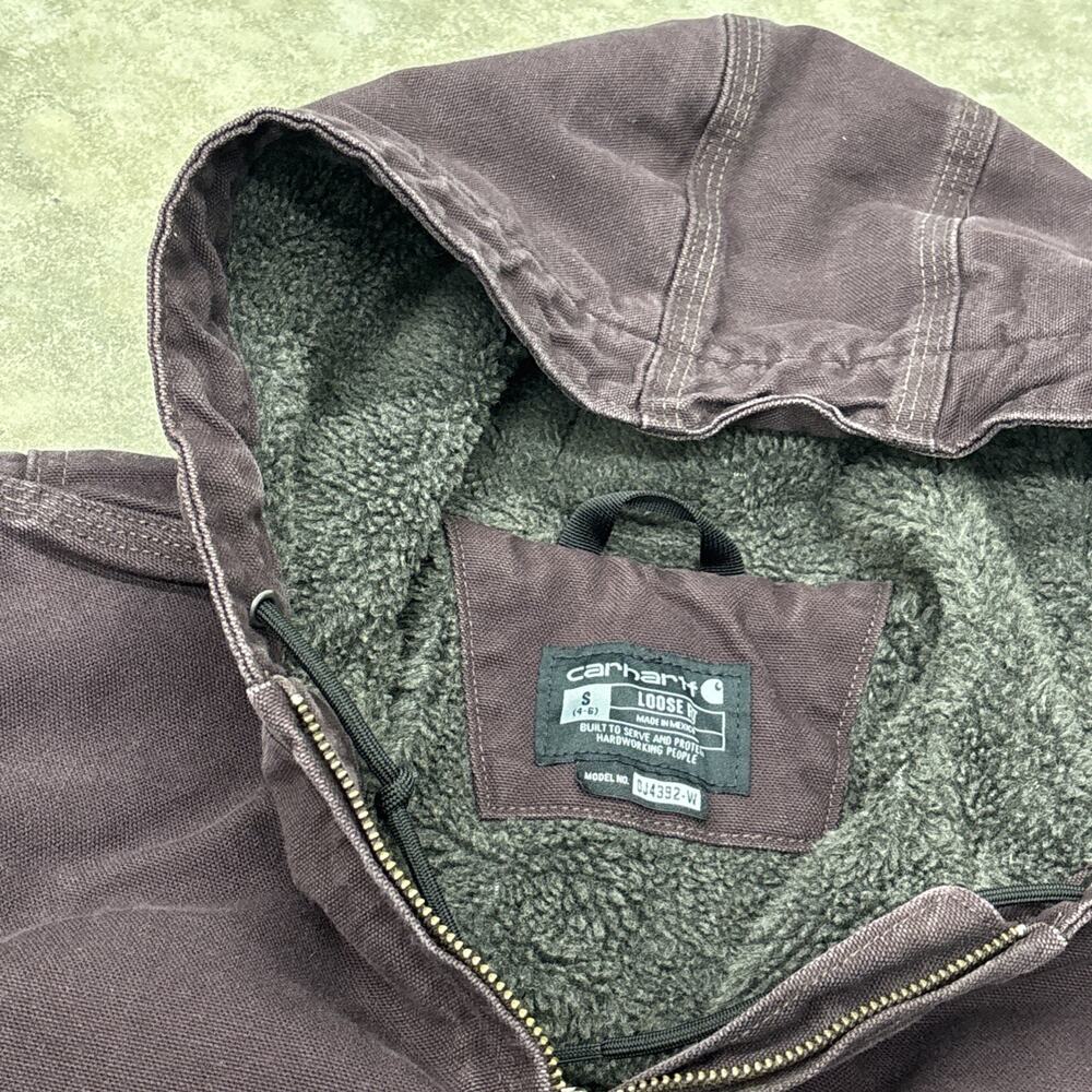 Carhartt Womens Sherpa Lined Jacket Coat Purple Women S Hooded Zip Plum Faded - Picture 7 of 13